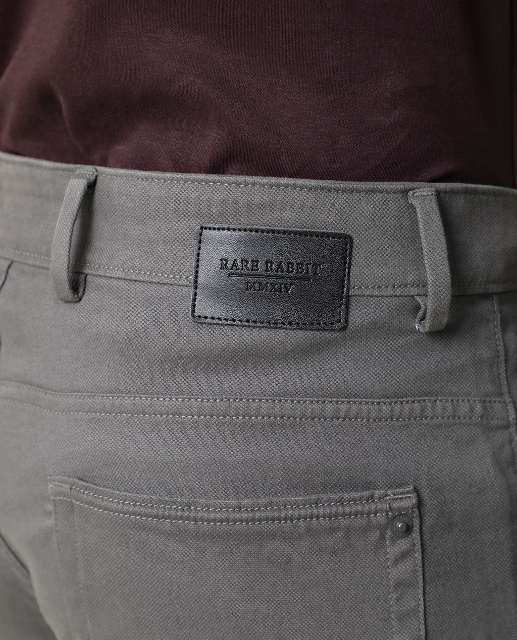 Rare Rabbit Men's Spoke Grey Cotton Plain Regular Fit Trouser