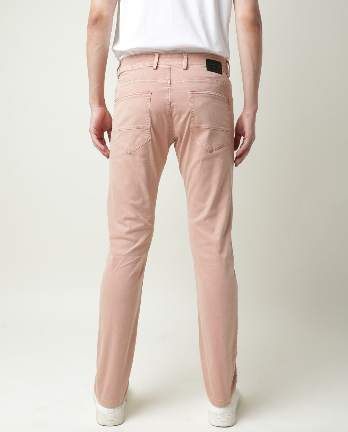 Rare Rabbit Men's Fiv5 Pink Cotton Plain Slim Fit Trouser