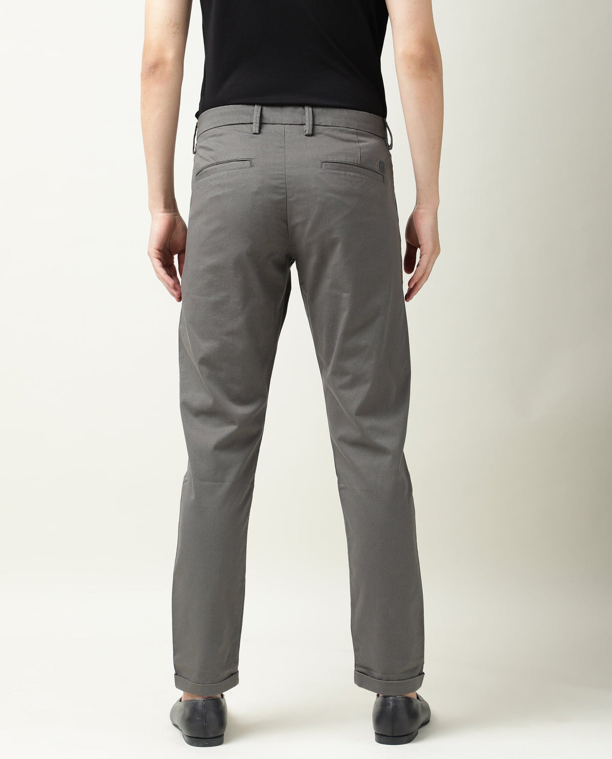 Rare Rabbit Men's Aps Green Cotton Plain Regular Fit Trouser