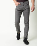 Rare Rabbit Men's Spoke Grey Cotton Plain Regular Fit Trouser