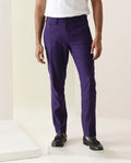 Rare Rabbit Men's Glade Purple Viscose Plain Slim Fit Trouser