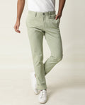 Rare Rabbit Men's Clovey Green Cotton Plain Slim Fit Trouser