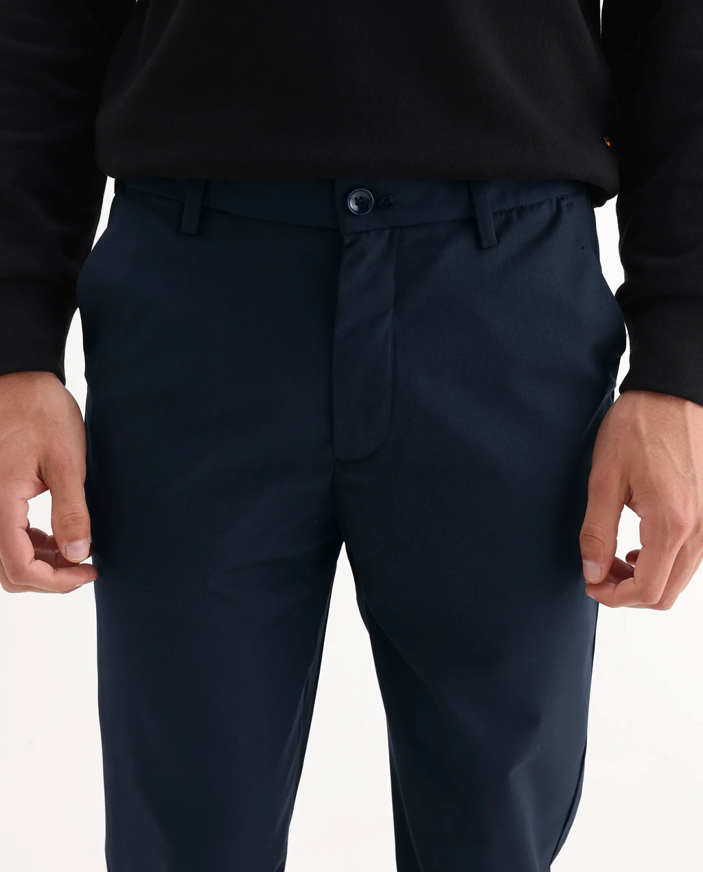 Rare Rabbit Men's Ital Navy Viscose Blend Plain Regular Fit Trouser