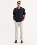 Rare Rabbit Men Jeck-Aw25 White Cotton Fabric Button And Zip Closure Closure Jacquard Trouser