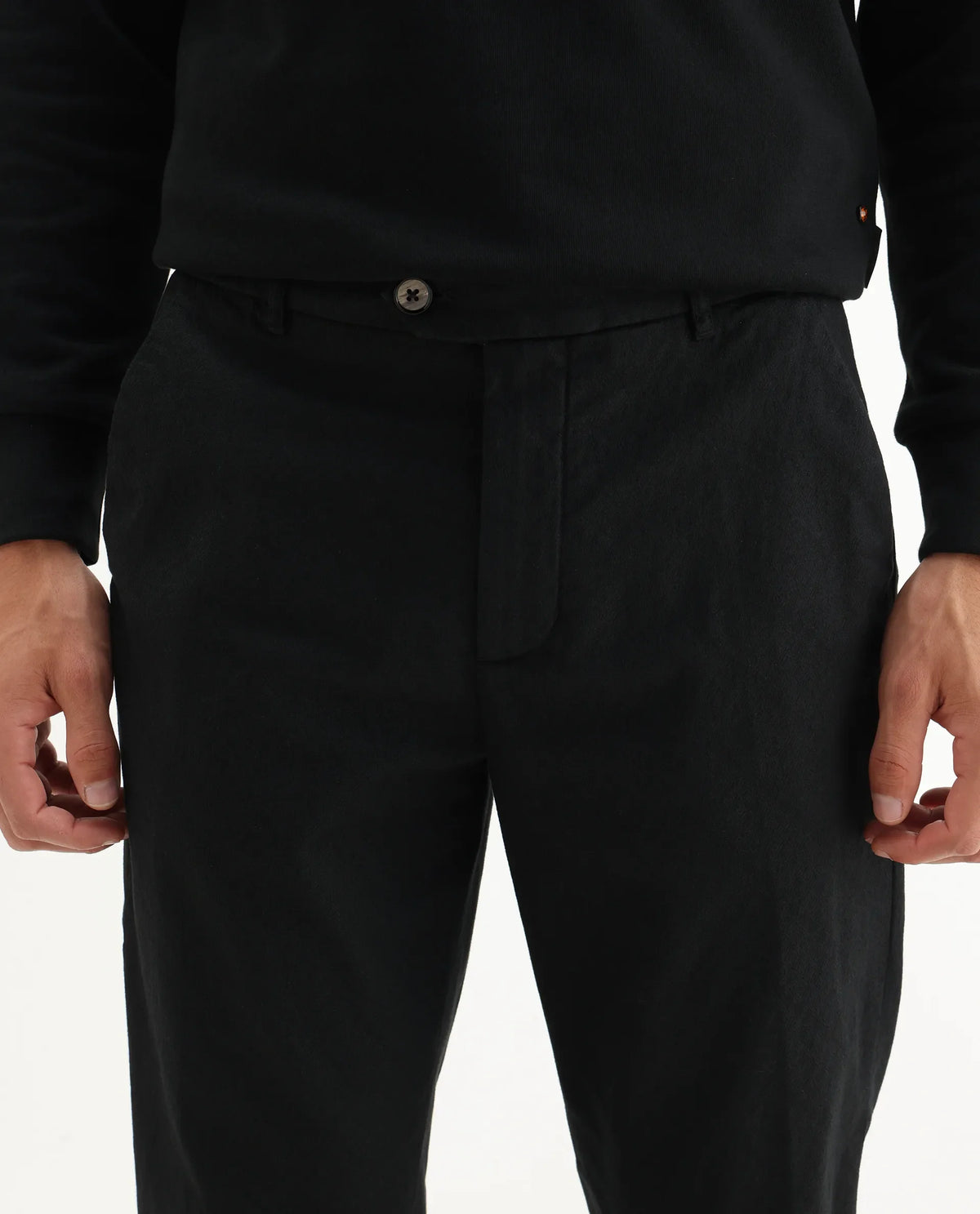 Rare Rabbit Men's Jes Black Cotton Blend Jacquard Relaxed Fit Trouser