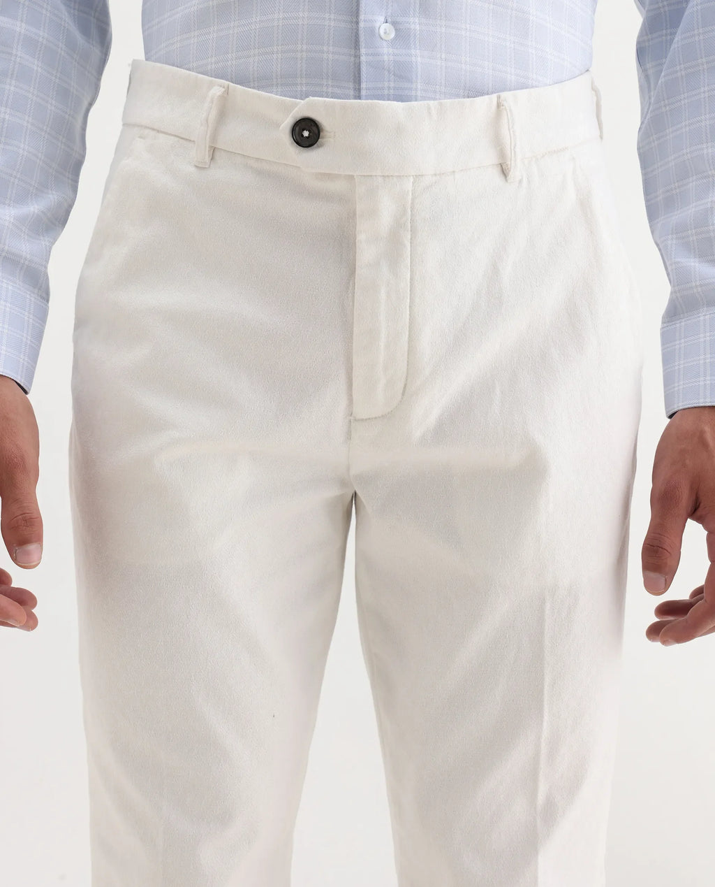 Rare Rabbit Men's Jes Off White Cotton Blend Jacquard Relaxed Fit Trouser
