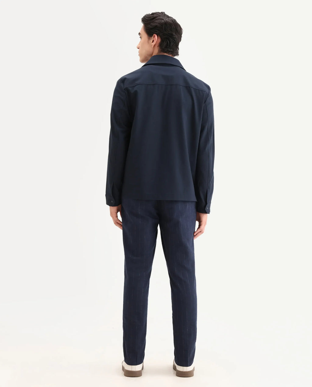 Rare Rabbit Men's Jlo Blue Linen Blend Striped Print Relaxed Fit Trouser