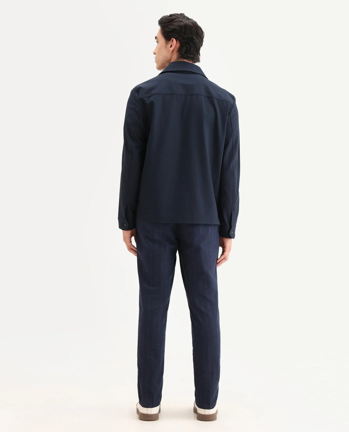 Rare Rabbit Men's Jlo Blue Linen Blend Striped Print Relaxed Fit Trouser