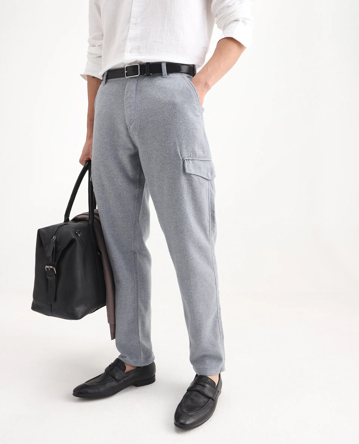 Rare Rabbit Men's Kalor Blue Cotton Plain Regular Fit Trouser
