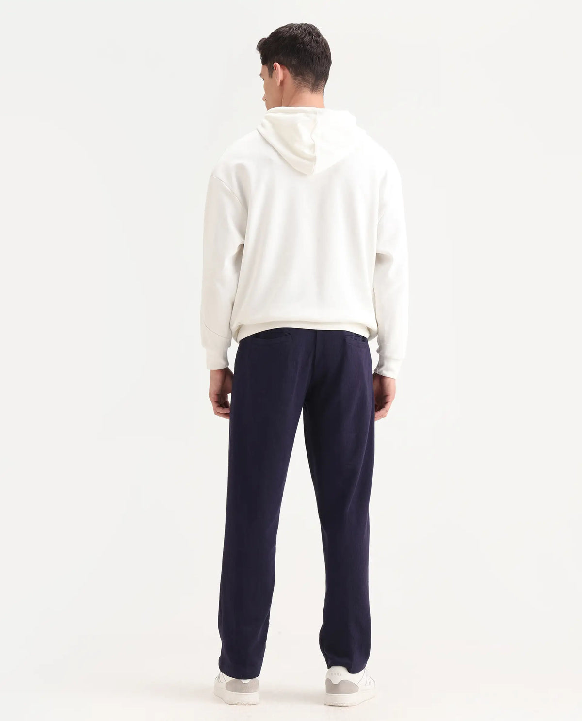 Rare Rabbit Men's Kelo Dark Purple Cotton Blend Plain Regular Fit Trouser