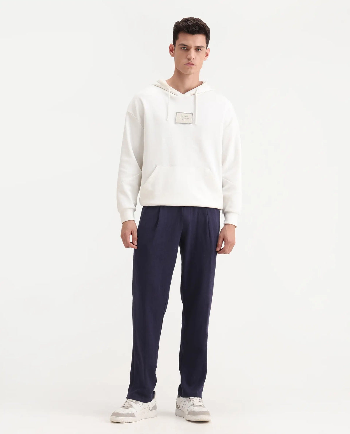 Rare Rabbit Men's Kelo Dark Purple Cotton Blend Plain Regular Fit Trouser