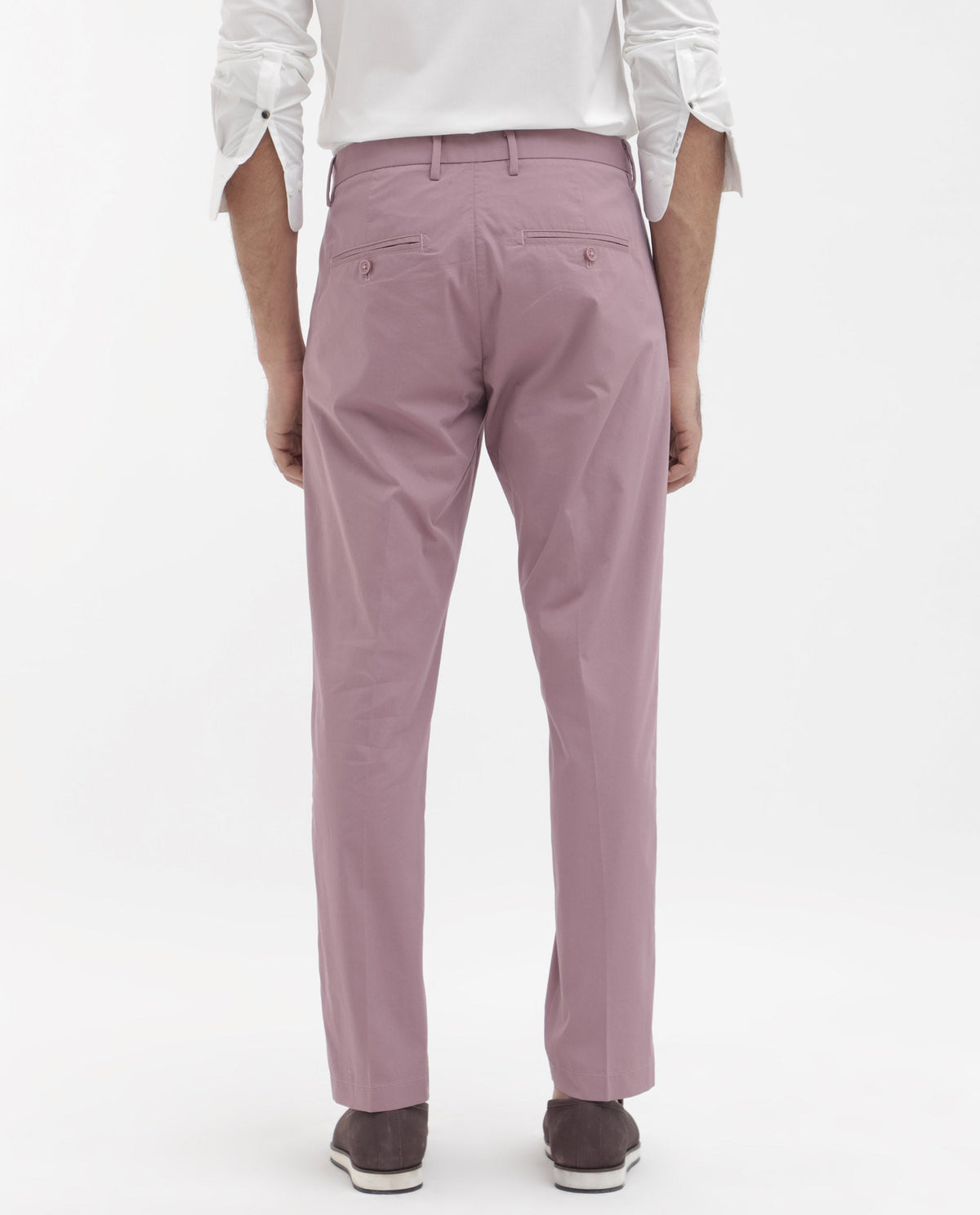Rare Rabbit Men's Linotel Pastel Pink Cotton Blend Plain Regular Fit Trouser