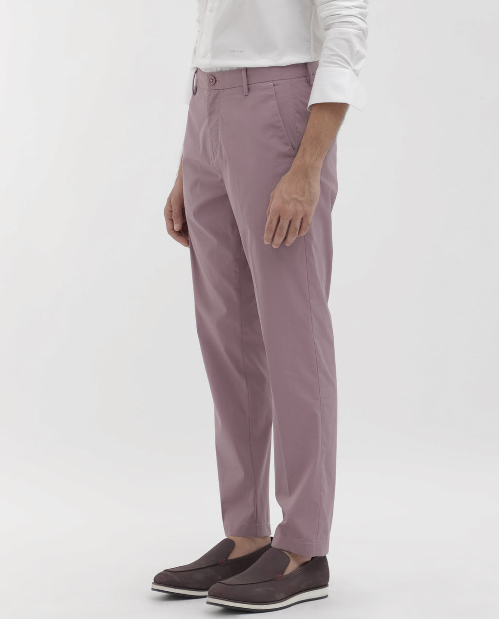Rare Rabbit Men's Linotel Pastel Pink Cotton Blend Plain Regular Fit Trouser