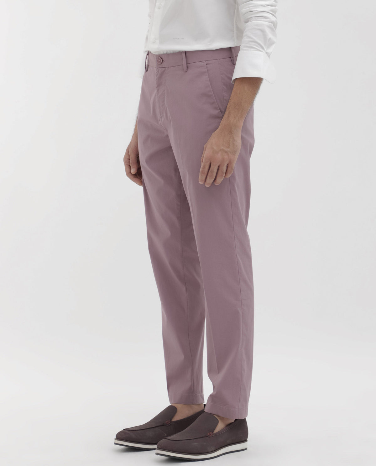 Rare Rabbit Men's Linotel Pastel Pink Cotton Blend Plain Regular Fit Trouser