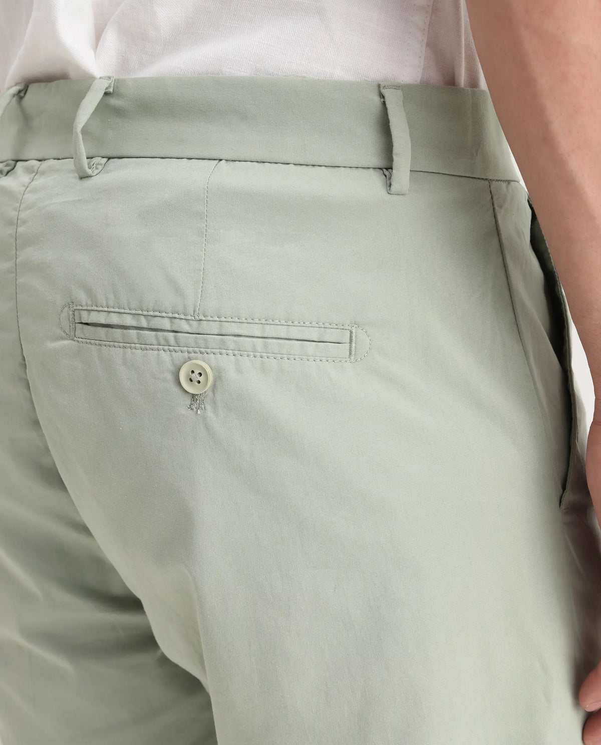 Rare Rabbit Men's Linotel Pastel Green Cotton Blend Plain Regular Fit Trouser