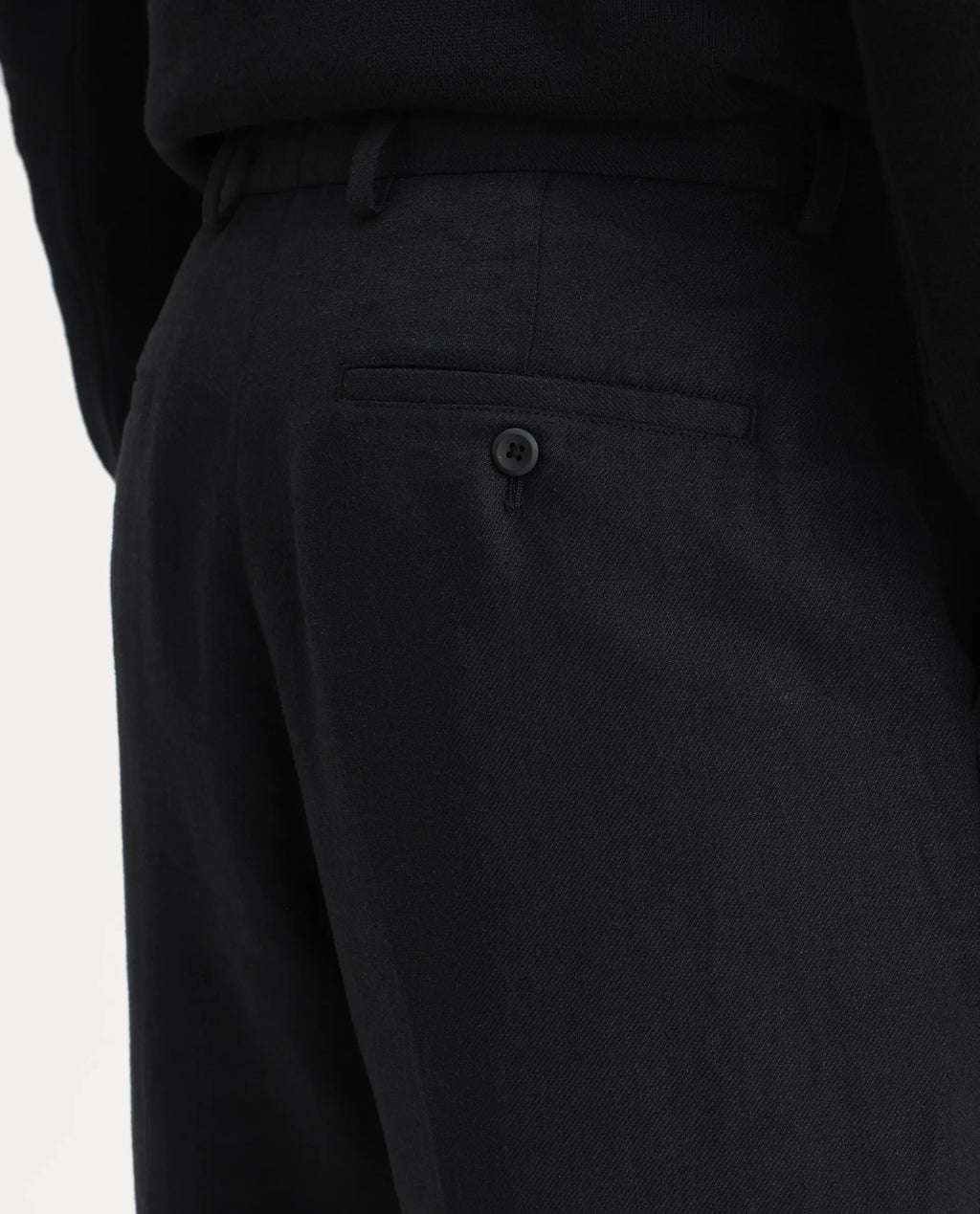 Rare Rabbit Men's Masoni-B Black Linen Blend Plain Relaxed Fit Trouser