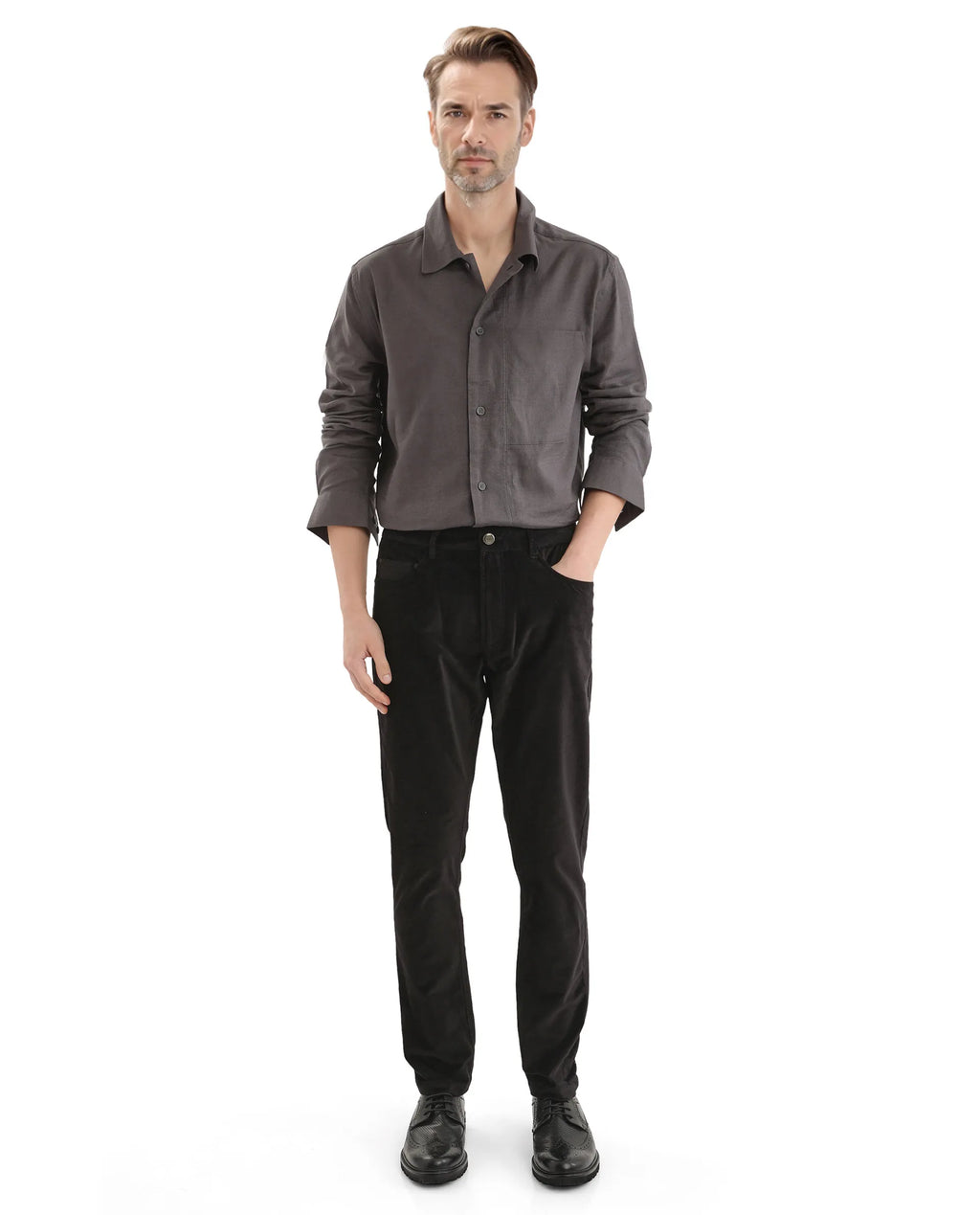 Rare Rabbit Men's Nahor Black Cotton Plain Regular Fit Trouser