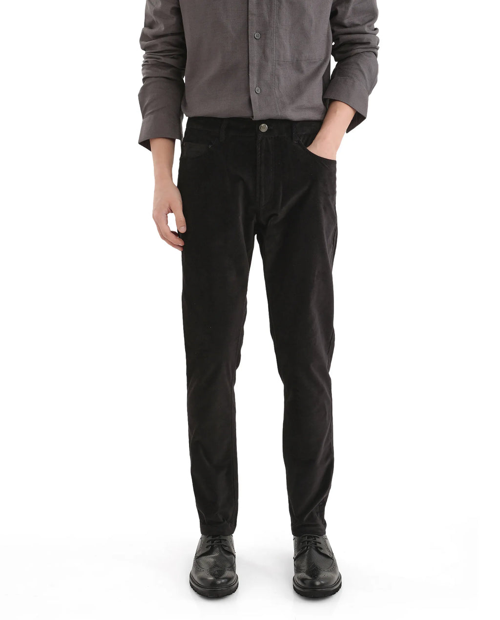 Rare Rabbit Men's Nahor Black Cotton Plain Regular Fit Trouser