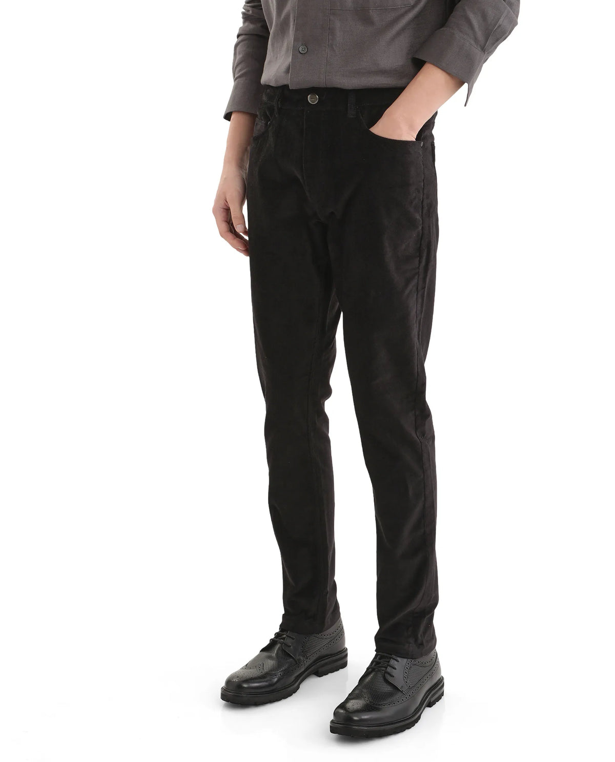 Rare Rabbit Men's Nahor Black Cotton Plain Regular Fit Trouser