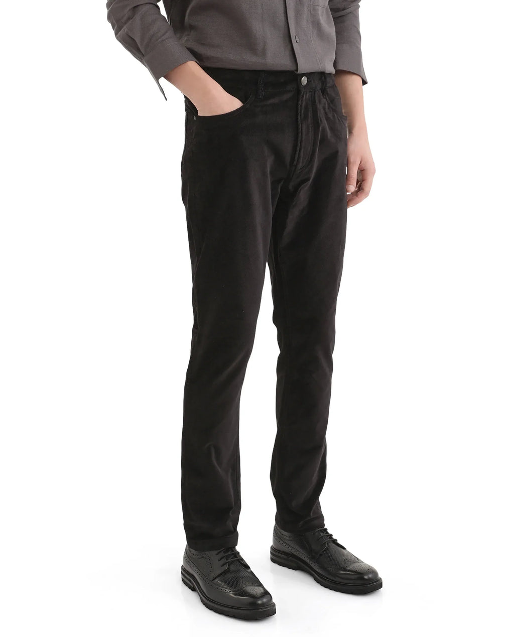 Rare Rabbit Men's Nahor Black Cotton Plain Regular Fit Trouser