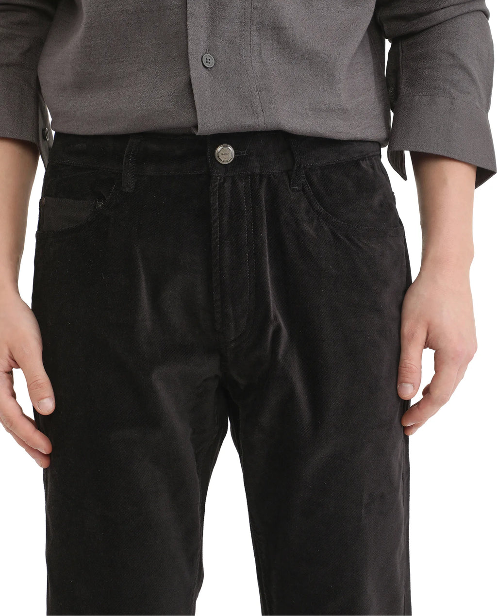 Rare Rabbit Men's Nahor Black Cotton Plain Regular Fit Trouser