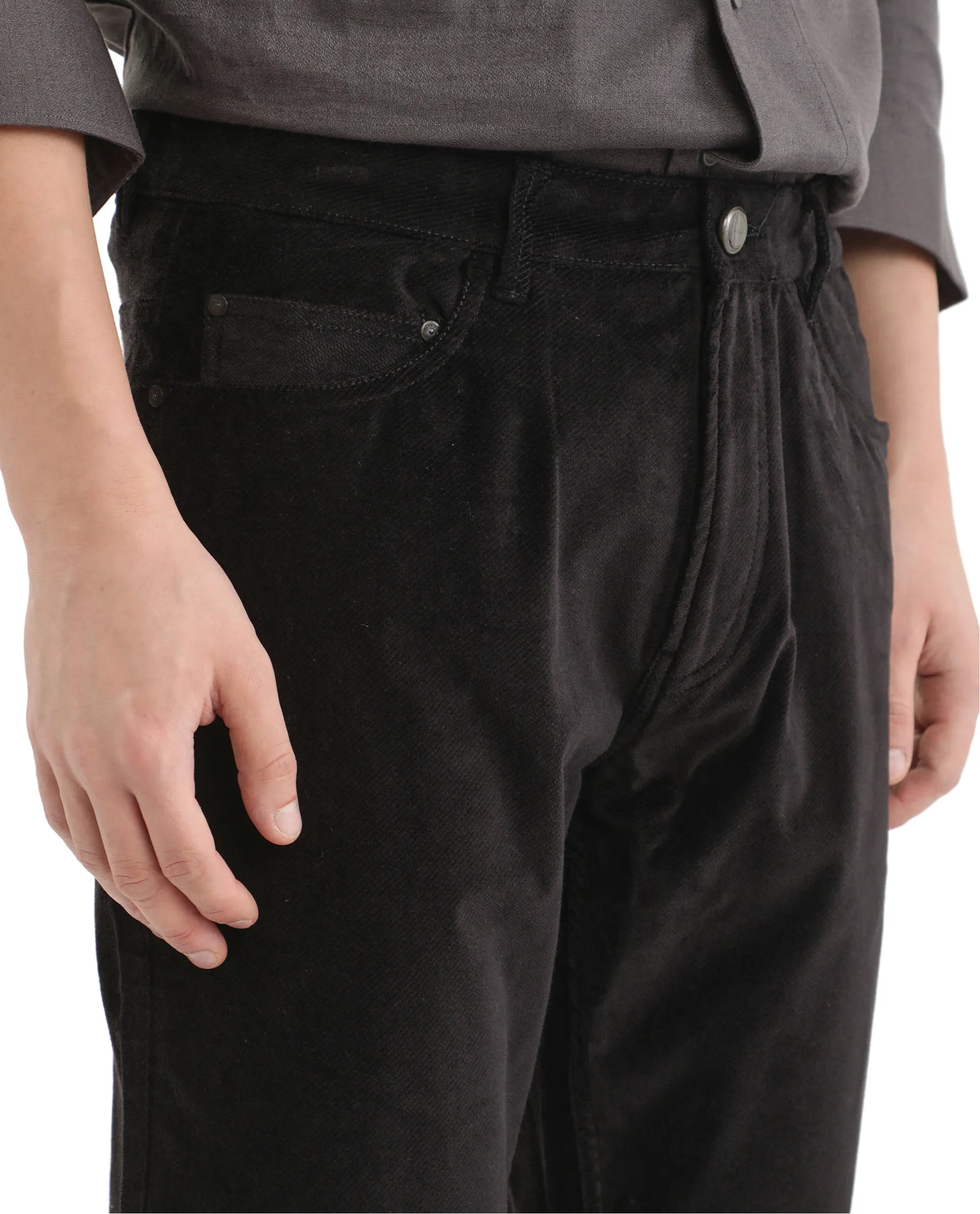 Rare Rabbit Men's Nahor Black Cotton Plain Regular Fit Trouser