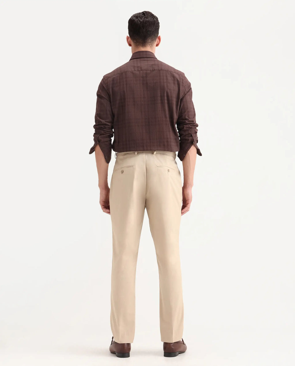 Rare Rabbit Men's Naji Beige Polyester Blend Plain Relaxed Fit Gurkha Trouser