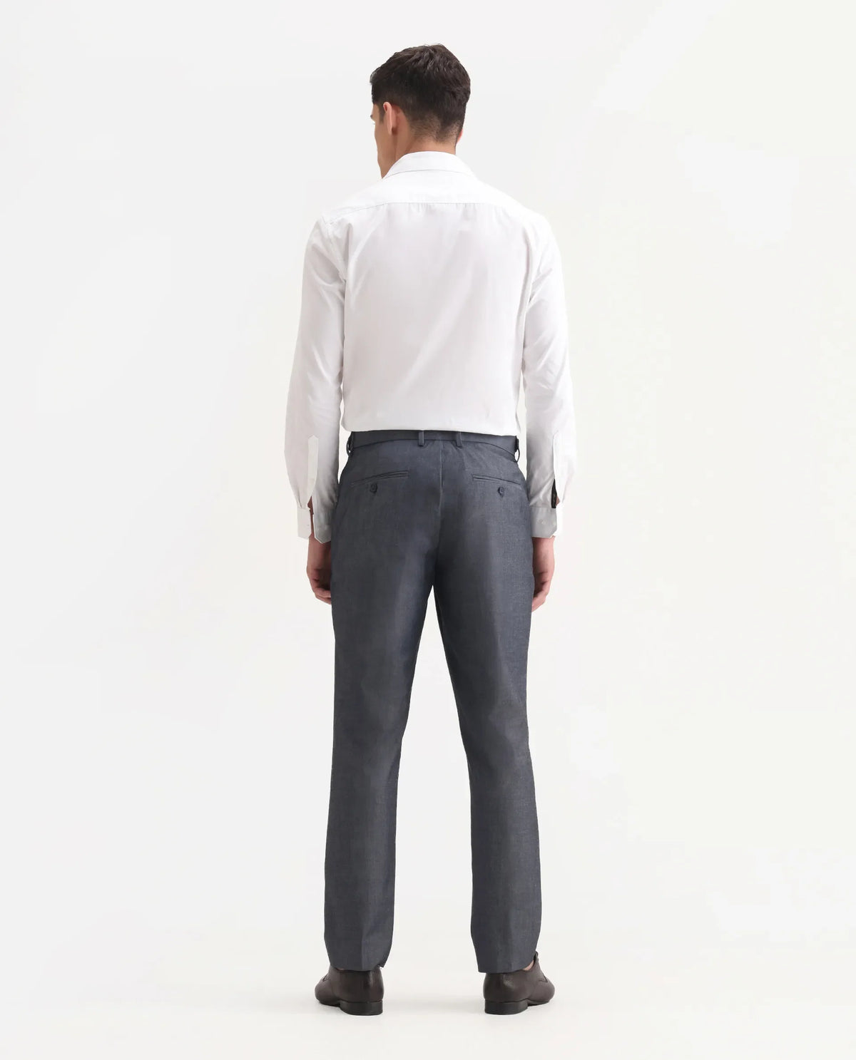 Rare Rabbit Men's Naji Blue Polyester Blend Plain Relaxed Fit Gurkha Trouser