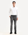 Rare Rabbit Men's Ozzy Grey Cotton Plain Slim Fit Trouser