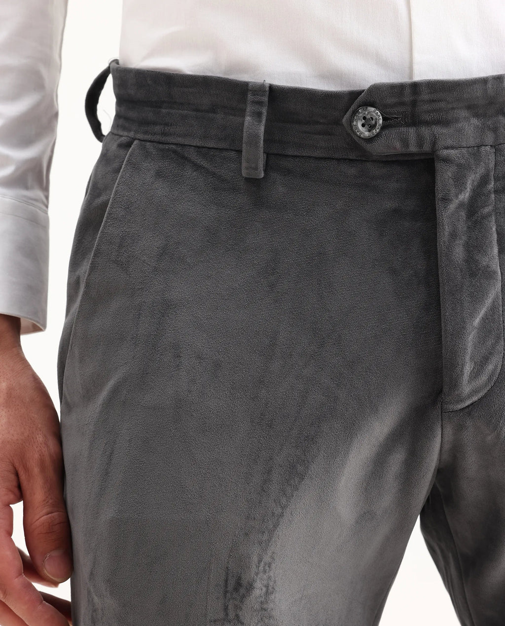 Rare Rabbit Men's Ozzy Grey Cotton Plain Slim Fit Trouser