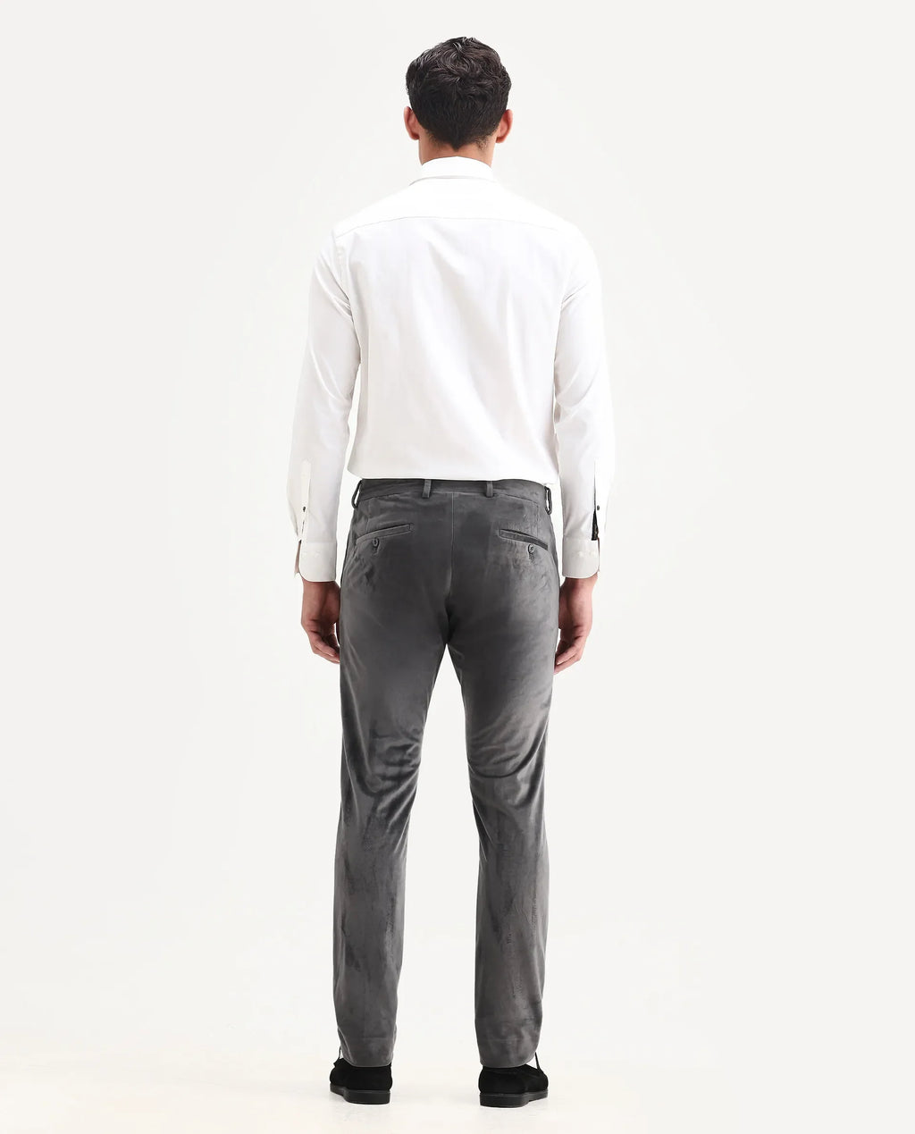 Rare Rabbit Men's Ozzy Grey Cotton Plain Slim Fit Trouser