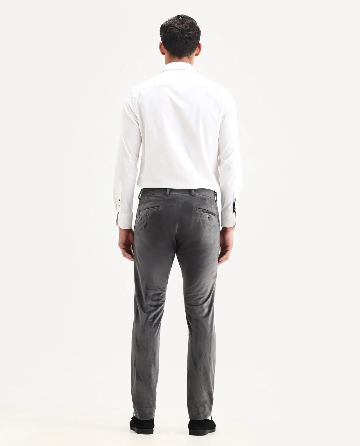 Rare Rabbit Men's Ozzy Grey Cotton Plain Slim Fit Trouser