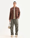 Rare Rabbit Men's Parc Dusky Olive Cotton Plain Regular Fit Trouser