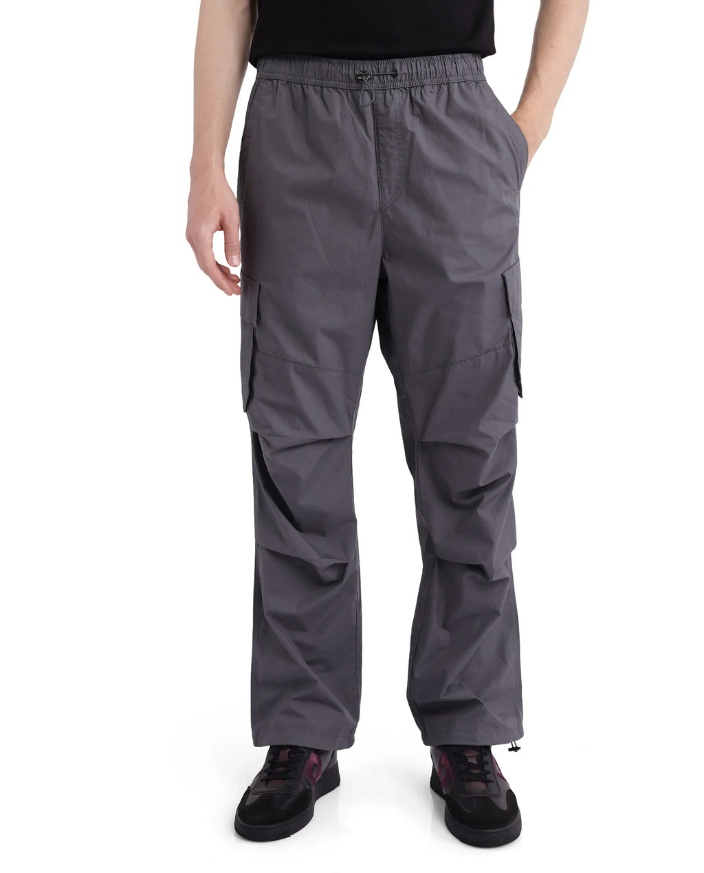 Rare Rabbit Men's Parc Grey Cotton Plain Regular Fit Trouser