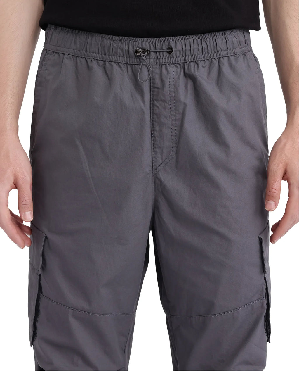 Rare Rabbit Men's Parc Grey Cotton Plain Regular Fit Trouser