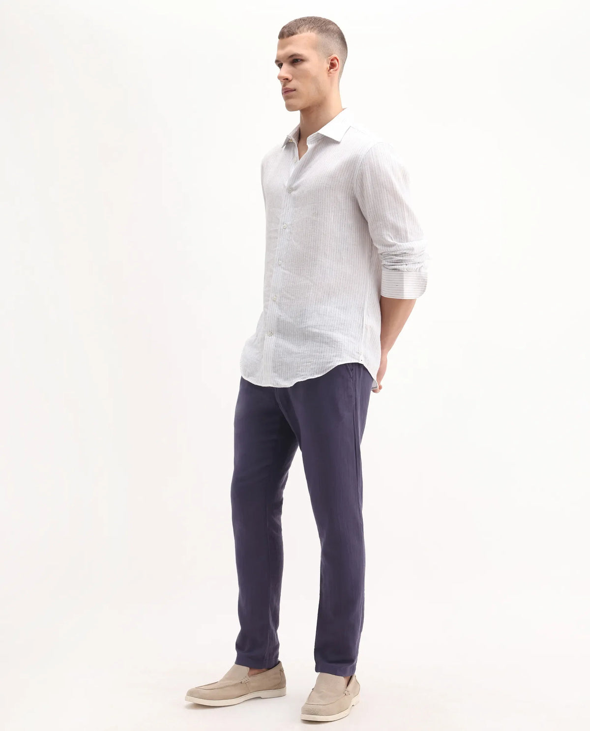 Rare Rabbit Men's Pastor 2 Dusky Purple Cotton Plain Regular Fit Trouser