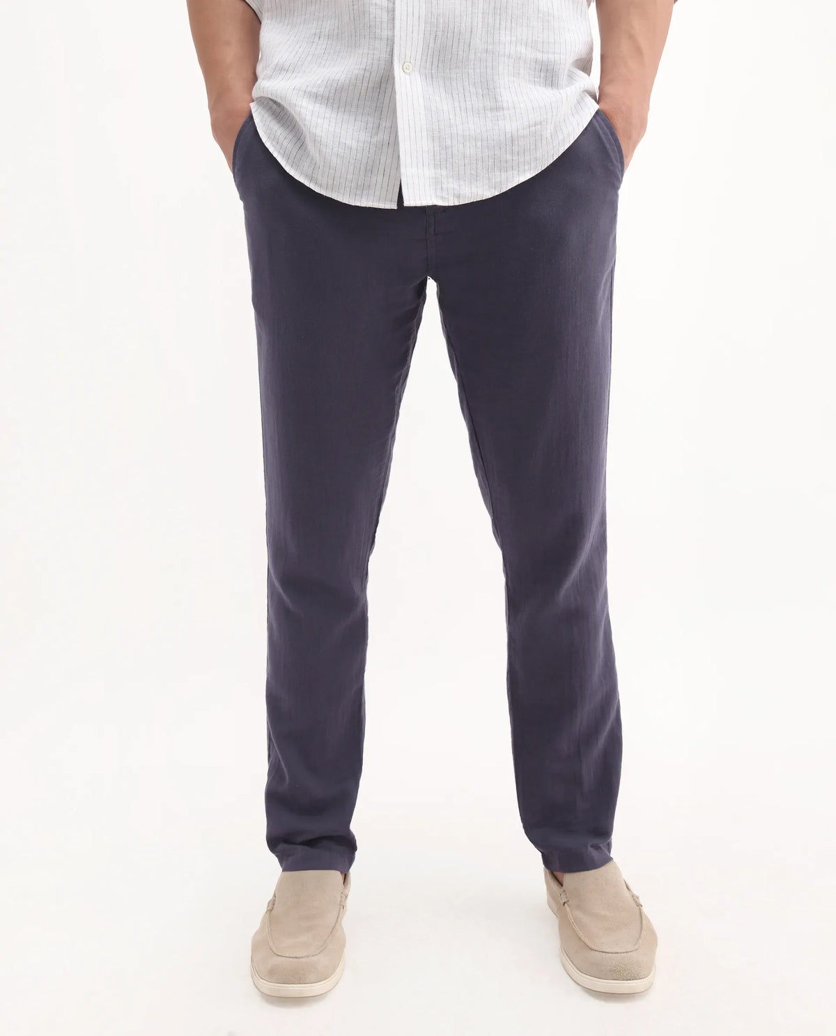 Rare Rabbit Men's Pastor 2 Dusky Purple Cotton Plain Regular Fit Trouser
