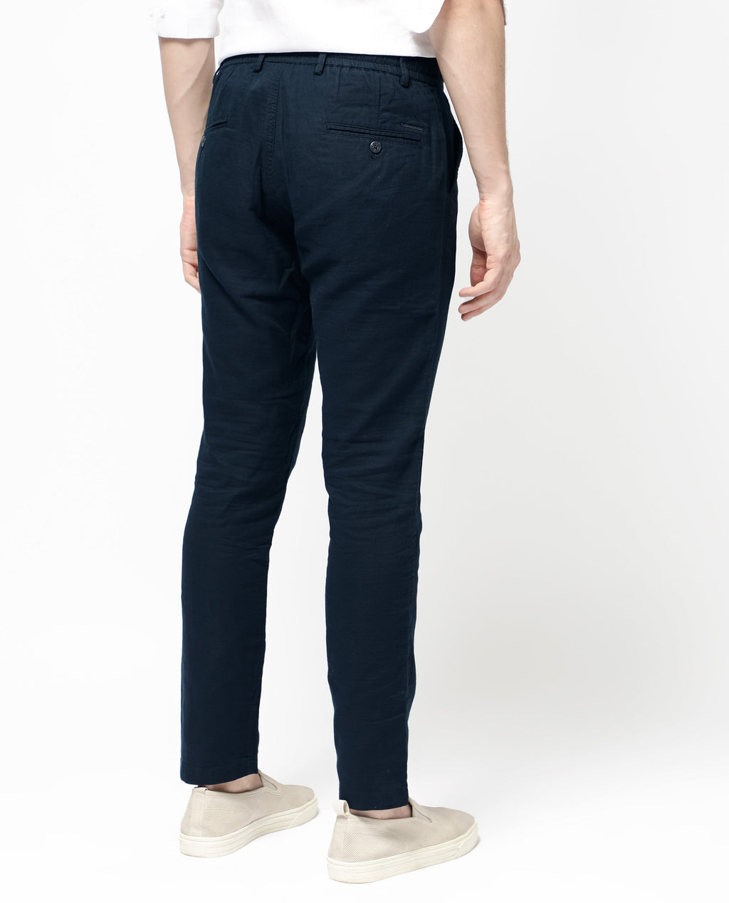 Rare Rabbit Men's Pastor 2 Navy Cotton Plain Regular Fit Trouser