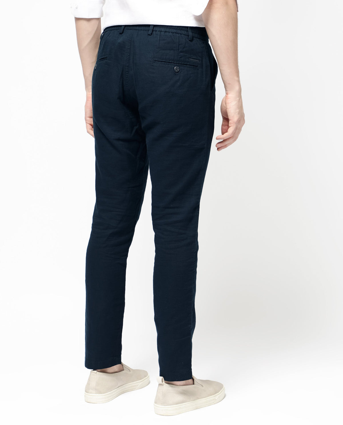 Rare Rabbit Men's Pastor 2 Navy Cotton Plain Regular Fit Trouser