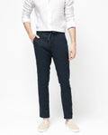 Rare Rabbit Men's Pastor 2 Navy Cotton Plain Regular Fit Trouser