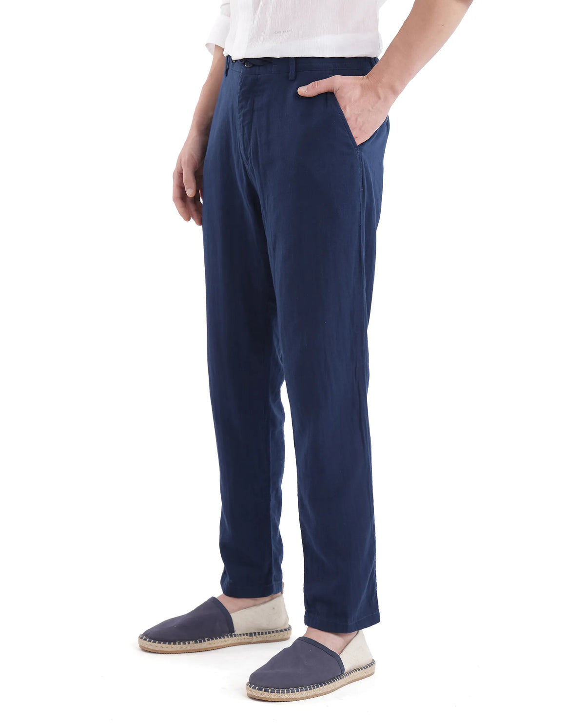 Rare Rabbit Men's Pastor-3 Navy Cotton Plain Regular Fit Trouser
