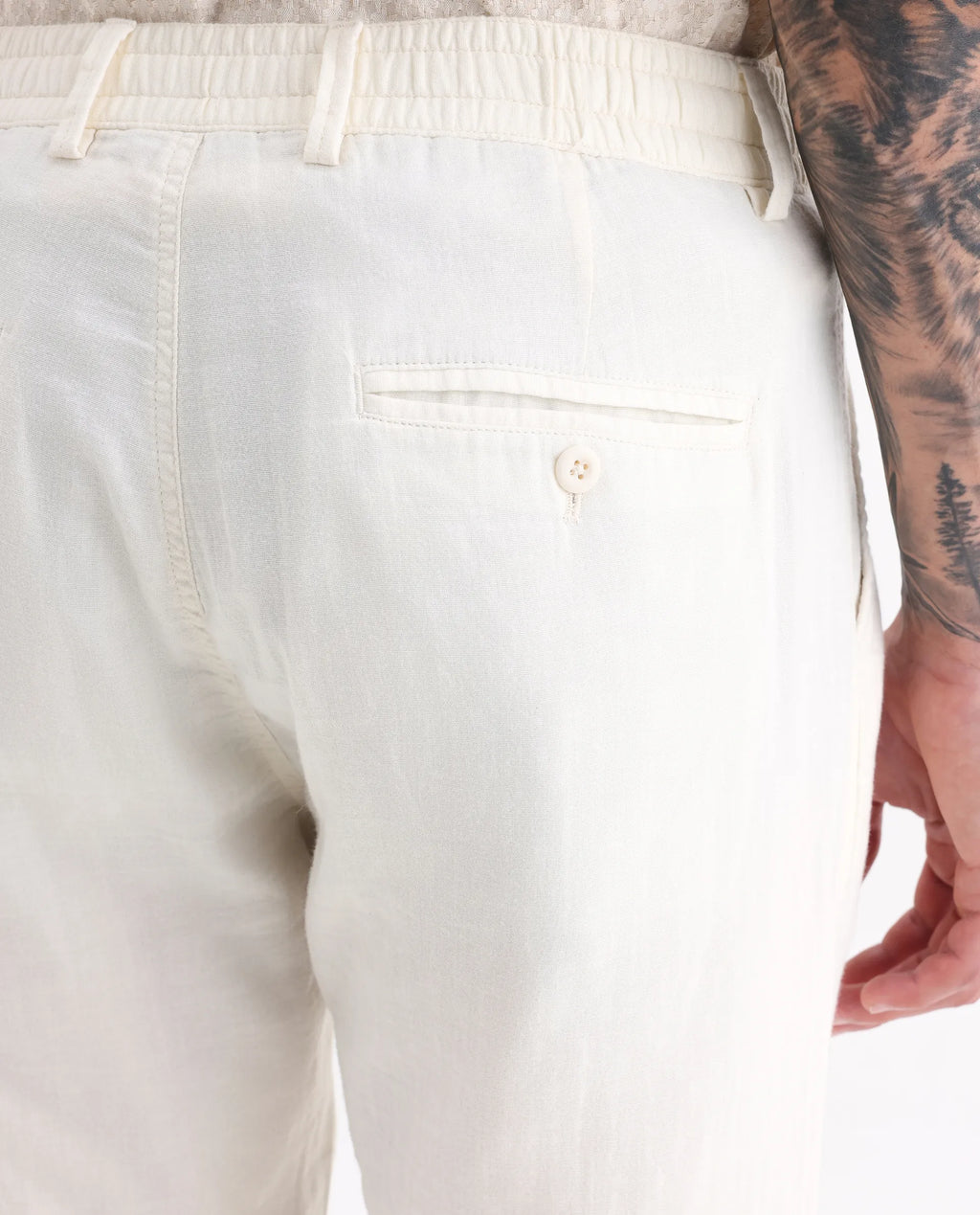 Rare Rabbit Men's Pastor-Aw25 Off White Cotton Plain Regular Fit Trouser