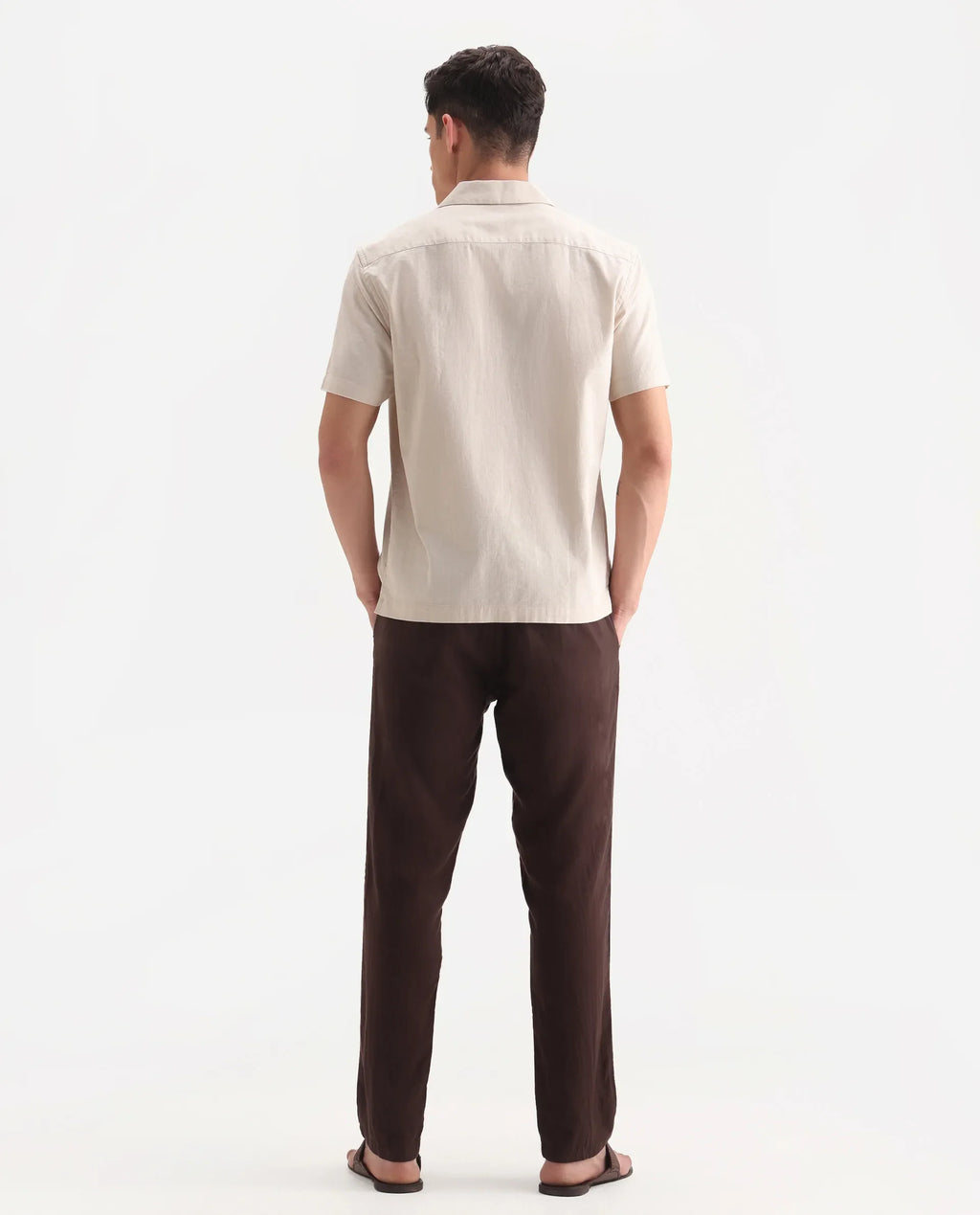 Rare Rabbit Men's Pastor-Aw25 Dark Brown Cotton Plain Regular Fit Trouser