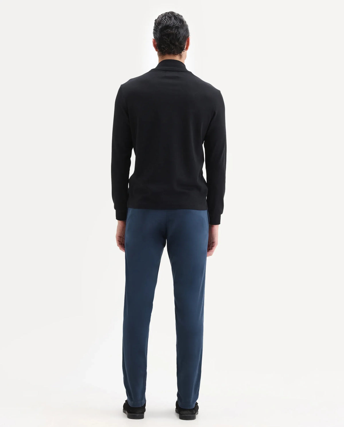 Rare Rabbit Men's Pesto Dark Blue Cotton Plain Regular Fit Trouser