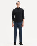 Rare Rabbit Men's Pesto Dark Blue Cotton Plain Regular Fit Trouser