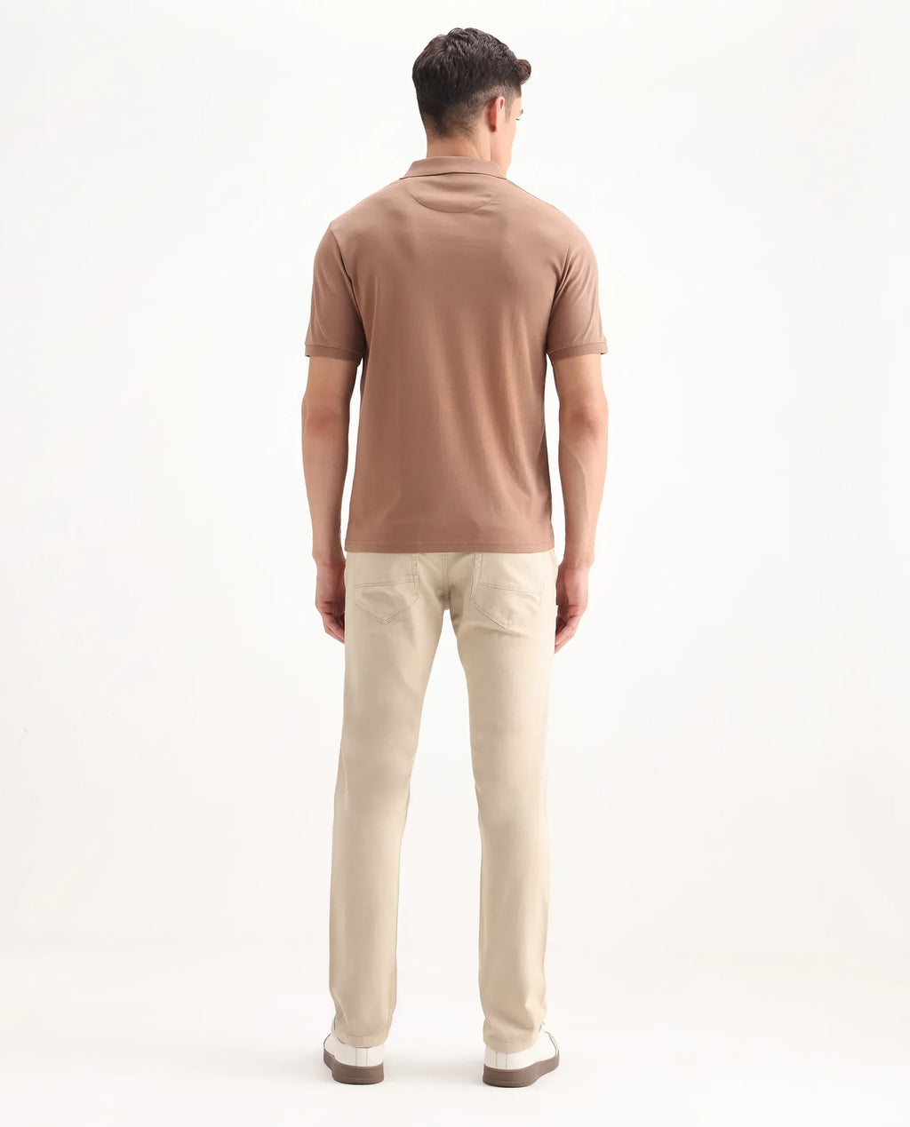 Rare Rabbit Men's Poke-2 Beige Cotton Plain Regular Fit Trouser