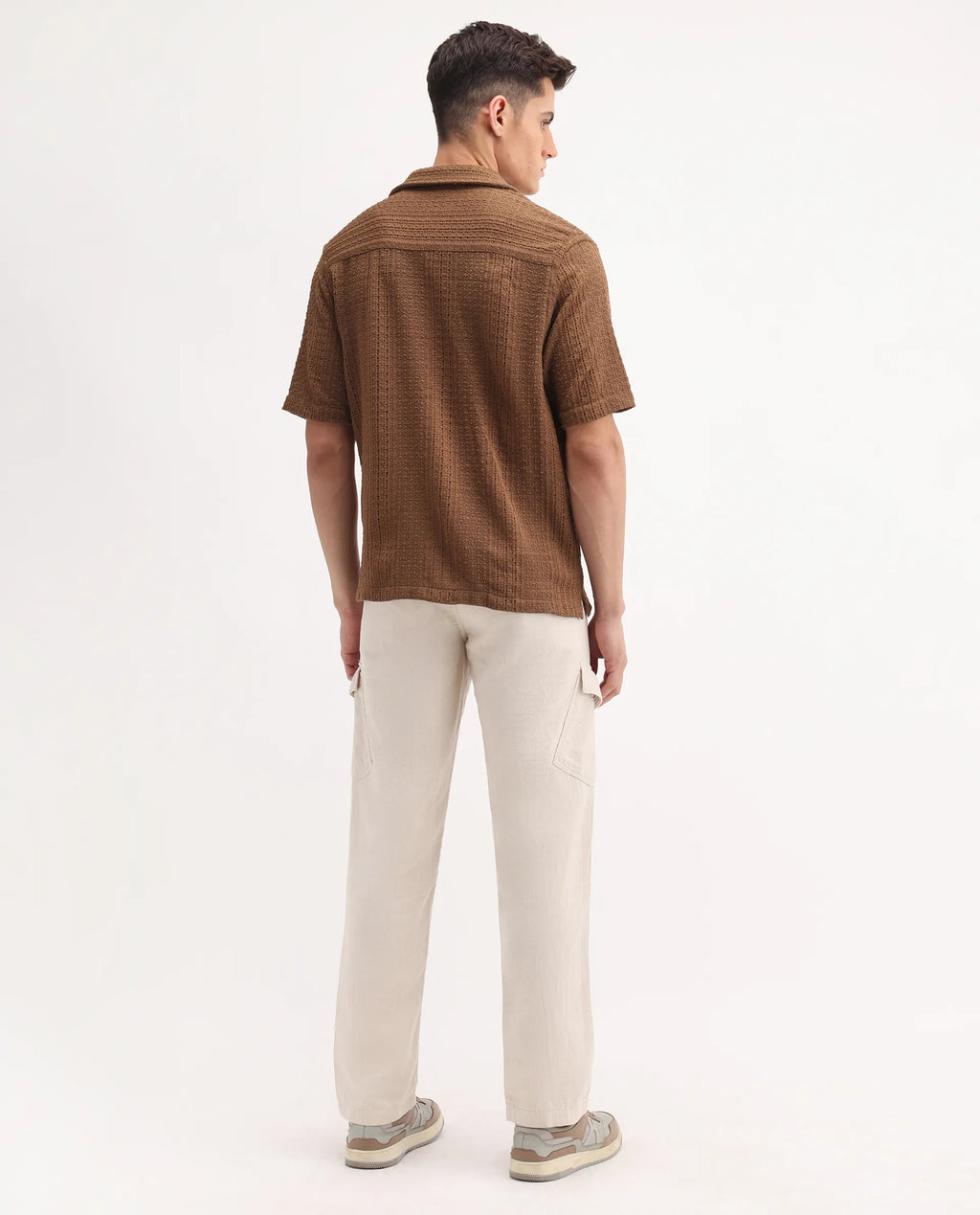 Rare Rabbit Men's Presso-25 Beige Cotton Plain Relaxed Fit Trouser