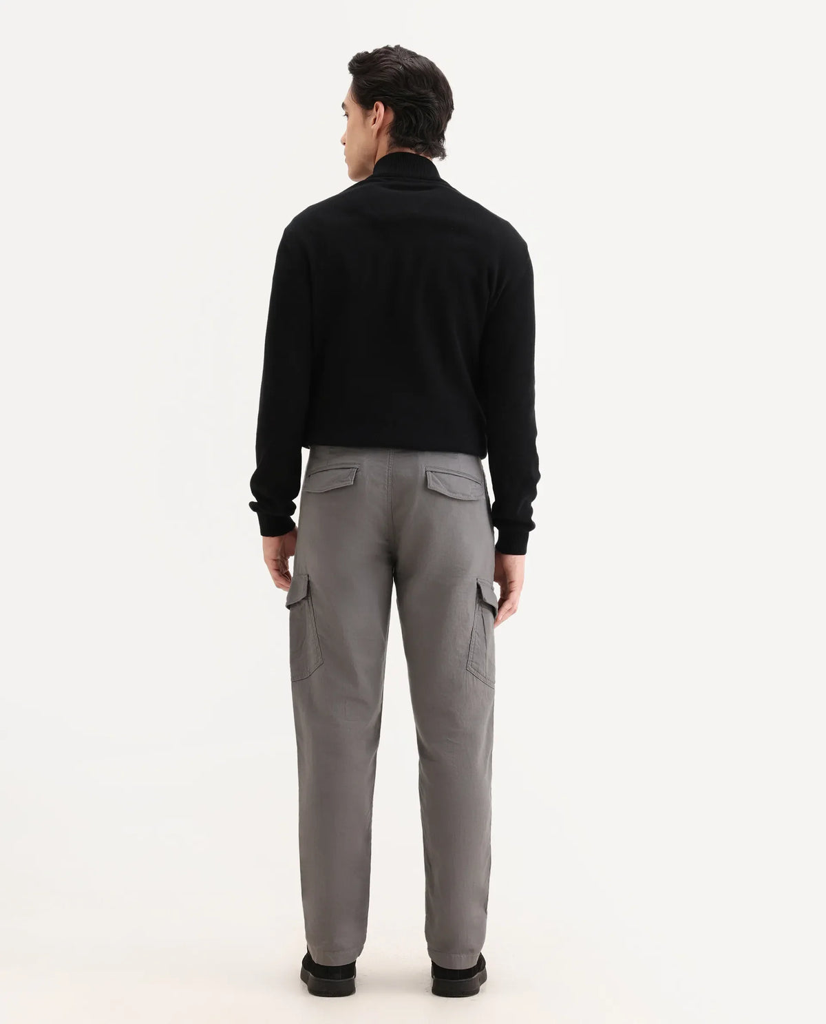 Rare Rabbit Men's Presso-Aw25 Light Grey Cotton Plain Regular Fit Trouser