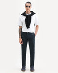 Rare Rabbit Men's Quince Dark Navy Cotton Checked Print Regular Fit Trouser