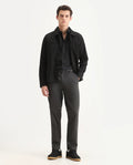 Rare Rabbit Men Hols Dark Grey Cotton Blend Fabric Button Closure Plain Trouser